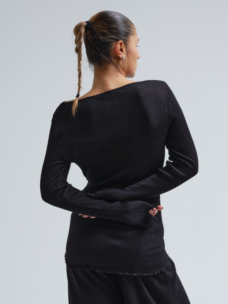 Seamless Basic Elegante | Merino wool L/S T-Shirt Black