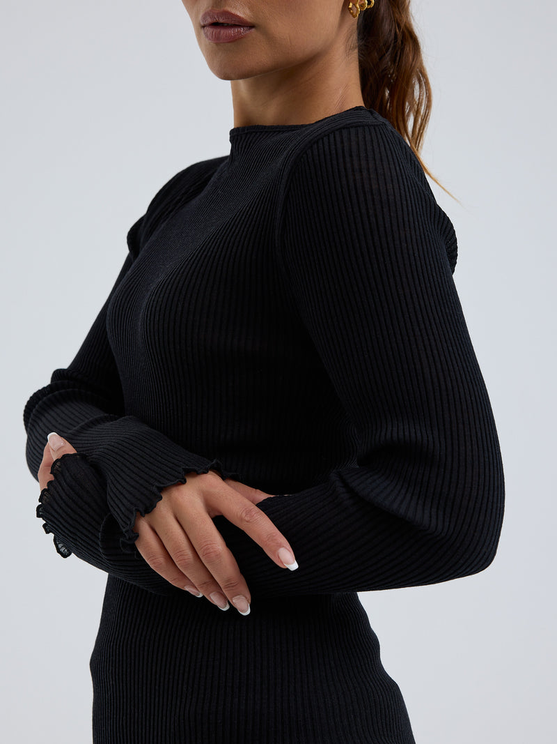 Seamless Basic Elegante | Merino wool L/S T-Shirt Black