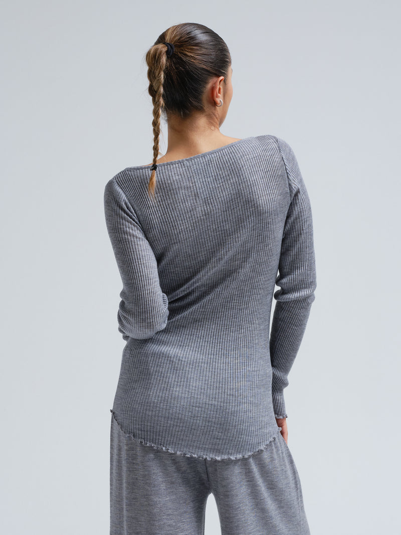 Seamless Basic Elegante | Merino wool L/S T-Shirt Grey Melange