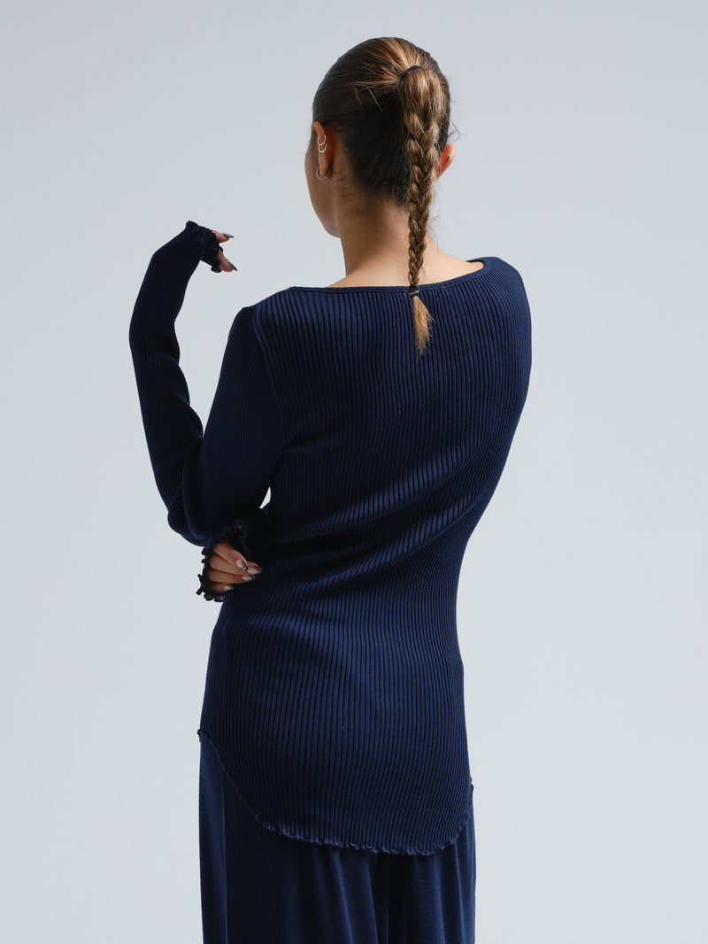 Seamless Basic Elegante | Merino wool L/S T-Shirt Navy