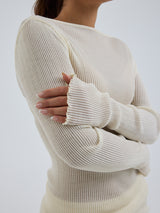 Seamless Basic Elegante | Merino wool L/S T-Shirt Off-White