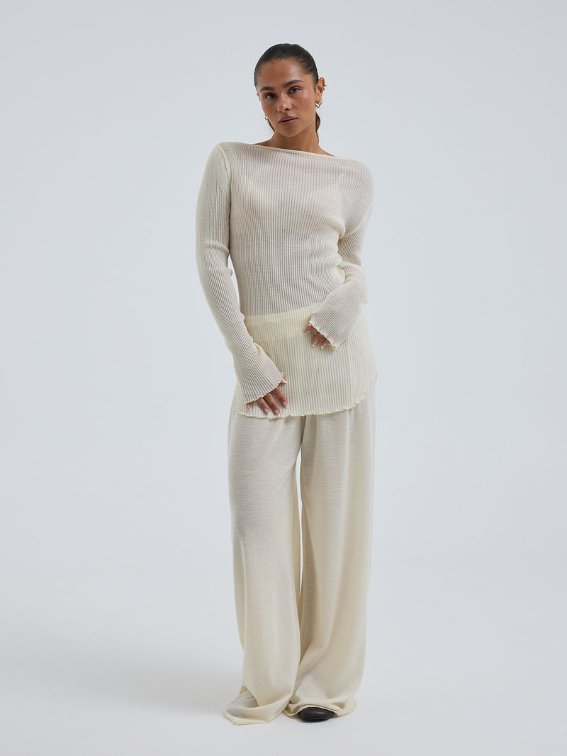 Seamless Basic Elegante | Merino wool L/S T-Shirt Off-White