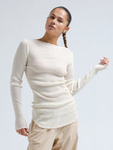 Seamless Basic Elegante | Merino wool L/S T-Shirt Off-White