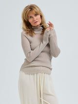 Seamless Basic Fiori | Merino wool L/S T-Shirt Beige