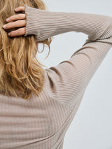 Seamless Basic Fiori | Merino wool L/S T-Shirt Beige