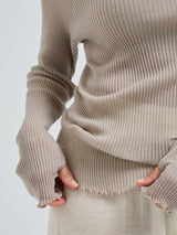 Seamless Basic Fiori | Merino wool L/S T-Shirt Beige