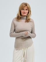 Seamless Basic Fiori | Merino wool L/S T-Shirt Beige