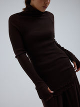 Seamless Basic Fiori | Merino wool L/S T-Shirt Dark Brown