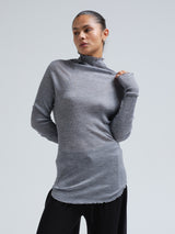 Seamless Basic Fiori | Merino wool L/S T-Shirt Grey Melange