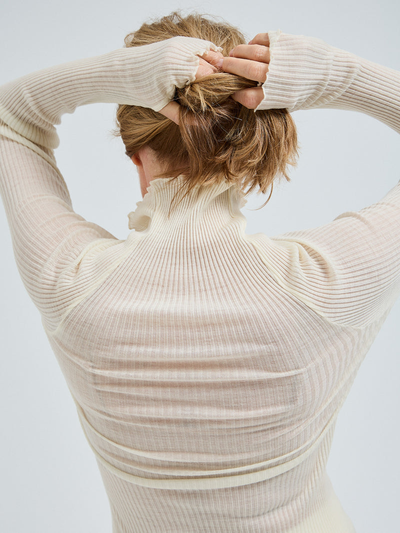 Seamless Basic Fiori | Merino wool L/S T-Shirt Off-White