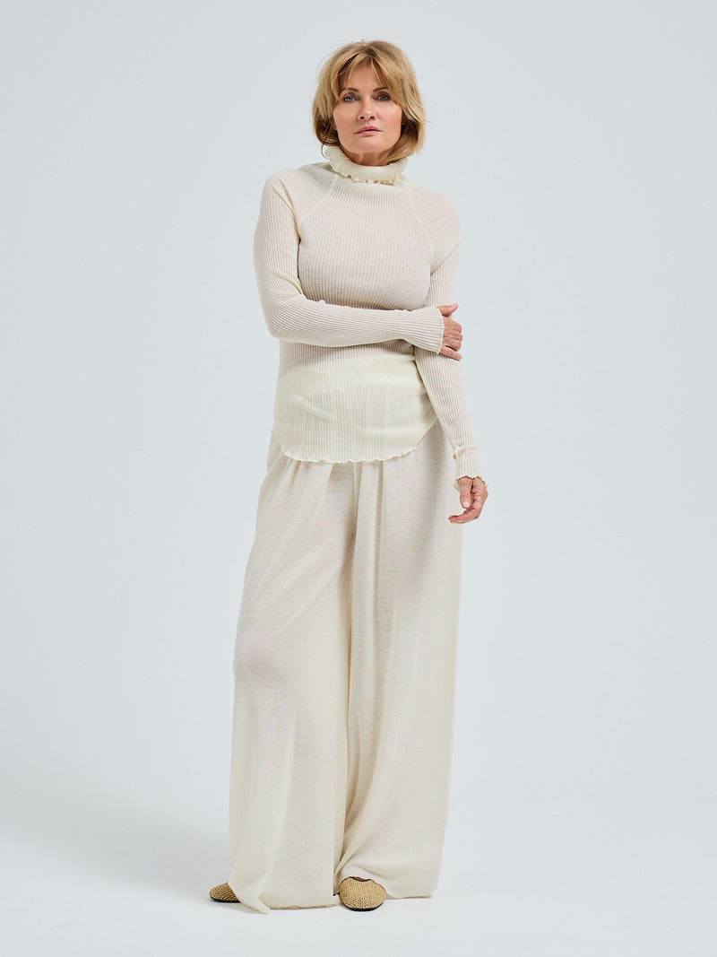 Seamless Basic Fiori | Merino wool L/S T-Shirt Off-White