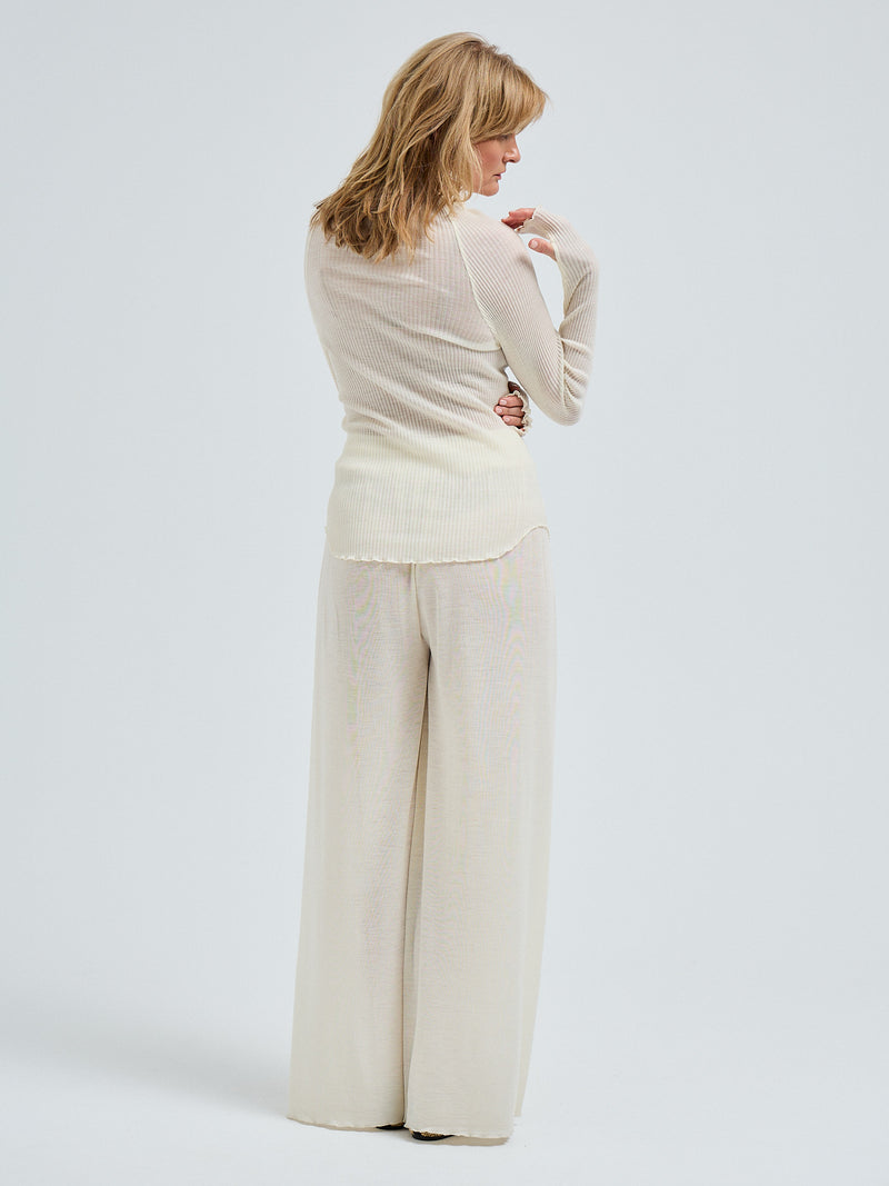 Seamless Basic Fiori | Merino wool L/S T-Shirt Off-White