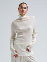 Seamless Basic Fiori | Merino wool L/S T-Shirt Off-White