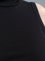 Seamless Basic Fleur | Organic cotton Roll Neck Sleeveless Black