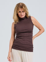 Seamless Basic Fleur | Organic cotton Roll Neck Sleeveless Java