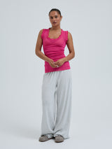 Seamless Basic Flounce | Cotton Tank Top Berry Pink