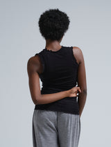 Seamless Basic Flounce | Cotton Tank Top Black