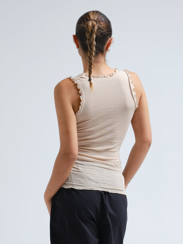 Seamless Basic Flounce | Cotton Tank Top Dark sand