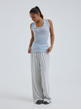 Seamless Basic Flounce | Cotton Tank Top Hazy Sky