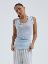 Seamless Basic Flounce | Cotton Tank Top Hazy Sky