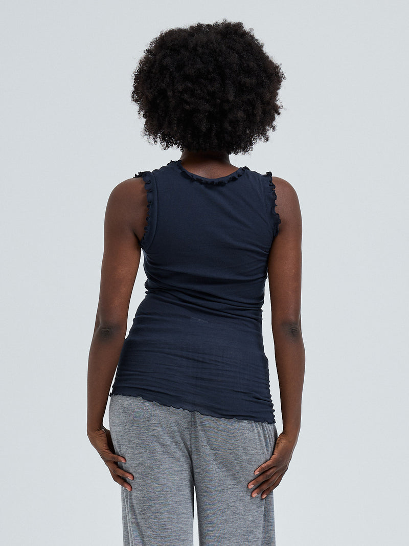 Seamless Basic Flounce | Cotton Tank Top Midnight