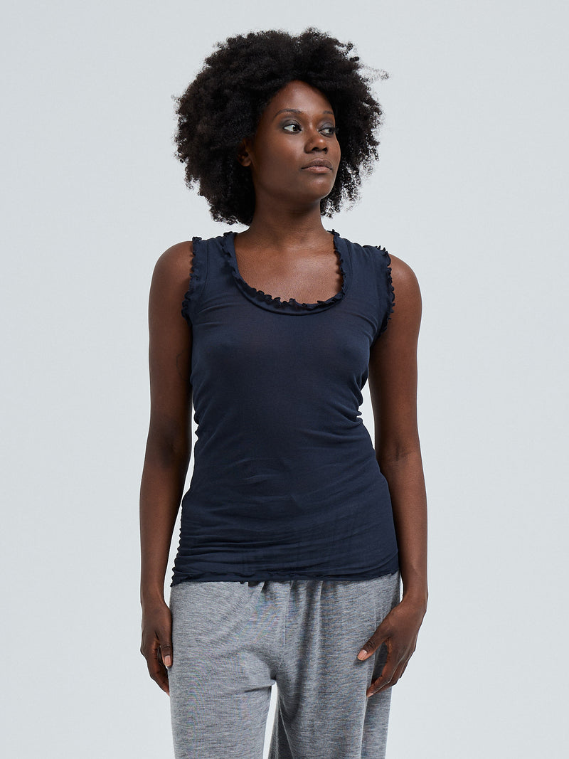 Seamless Basic Flounce | Cotton Tank Top Midnight