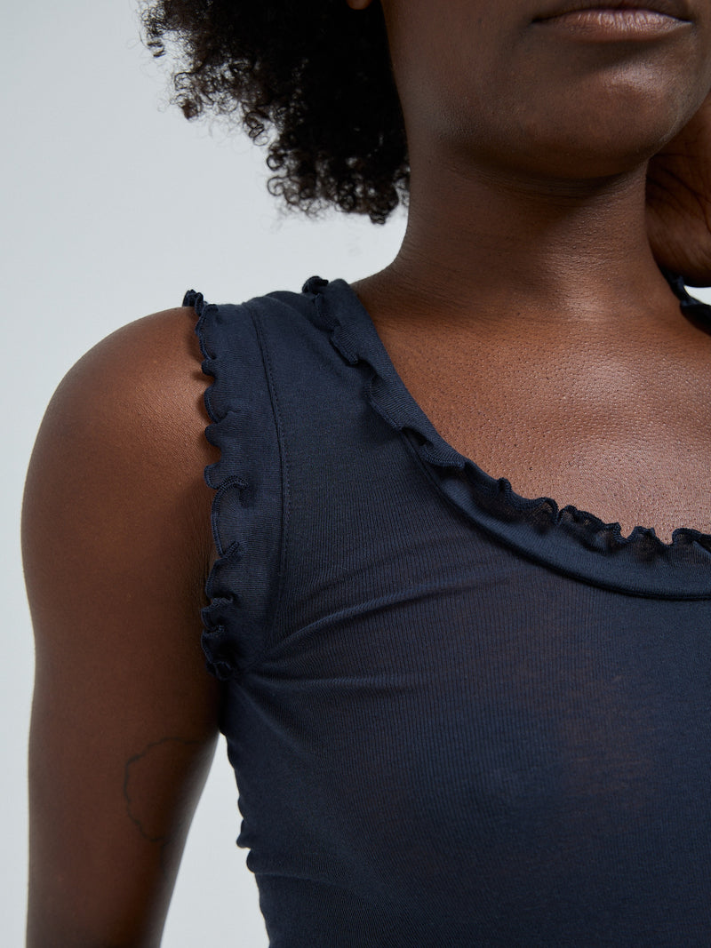 Seamless Basic Flounce | Cotton Tank Top Midnight