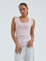 Seamless Basic Flounce | Cotton Tank Top Pale Rose