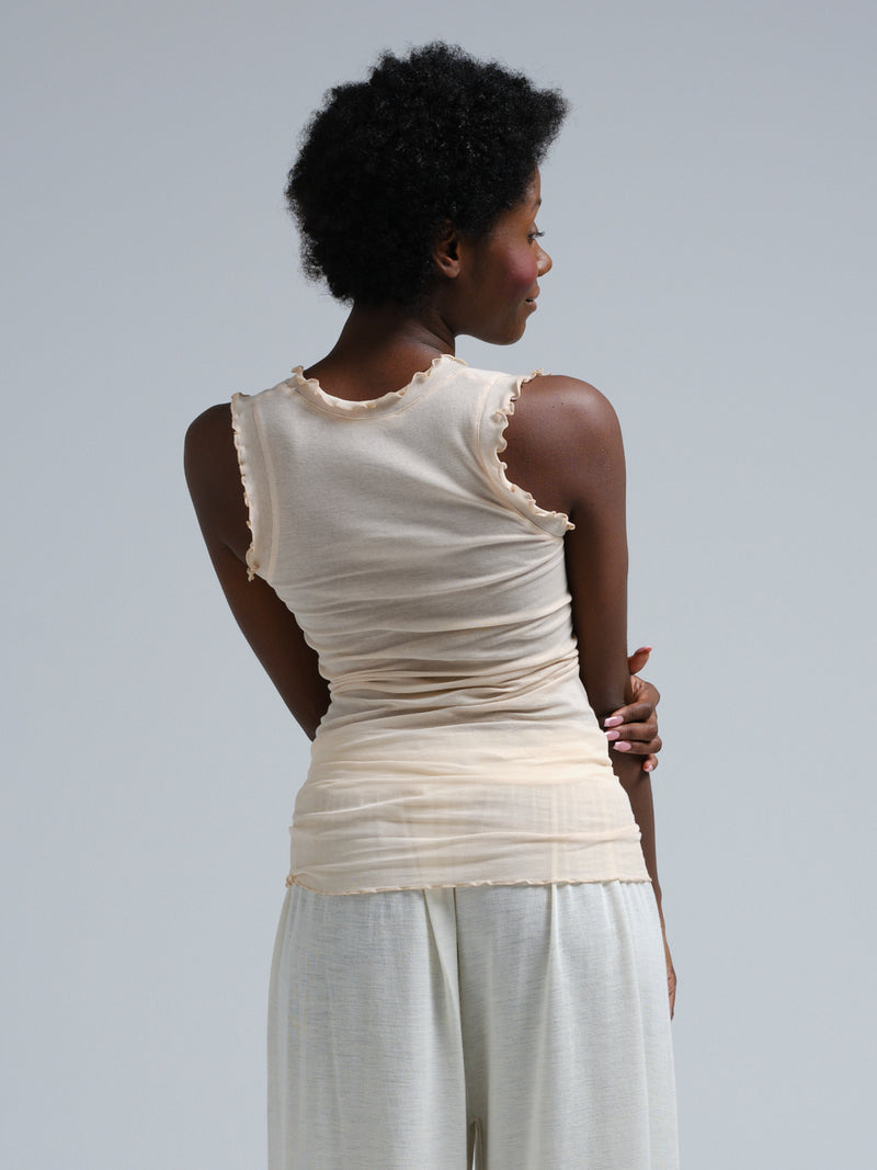 Seamless Basic Flounce | Cotton Tank Top Rosie Beige