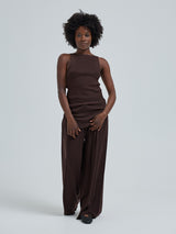 Seamless Basic Fresco | Merino wool Strap Top Dark Brown