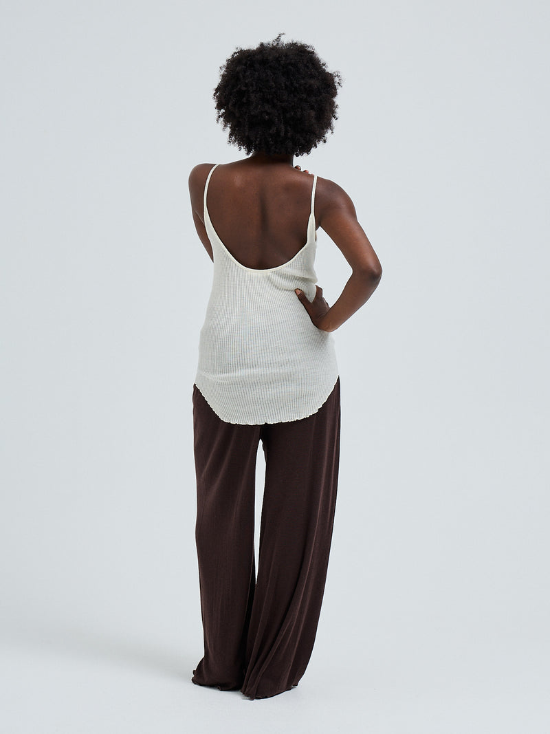 Seamless Basic Fresco | Merino wool Strap Top Off-White