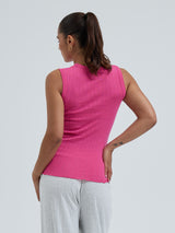 Seamless Basic Jacquard Crush | Cotton Tank Top Berry Pink