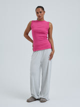 Seamless Basic Jacquard Crush | Cotton Tank Top Berry Pink