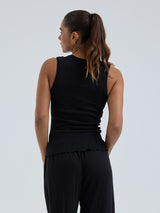 Seamless Basic Jacquard Crush | Cotton Tank Top Black