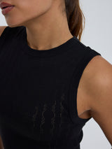 Seamless Basic Jacquard Crush | Cotton Tank Top Black