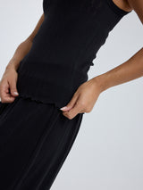 Seamless Basic Jacquard Crush | Cotton Tank Top Black