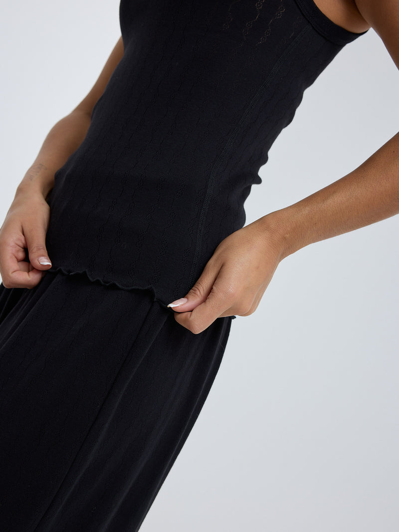 Seamless Basic Jacquard Crush | Cotton Tank Top Black