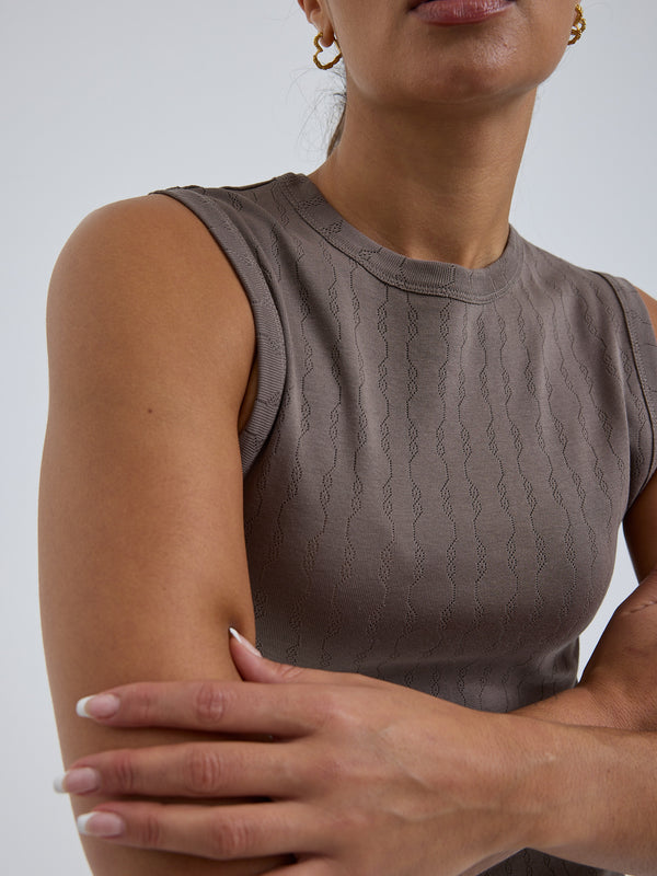 Seamless Basic Jacquard Crush | Cotton Tank Top Fungi