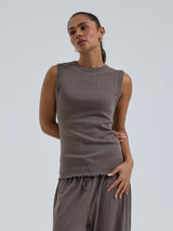Seamless Basic Jacquard Crush | Cotton Tank Top Fungi