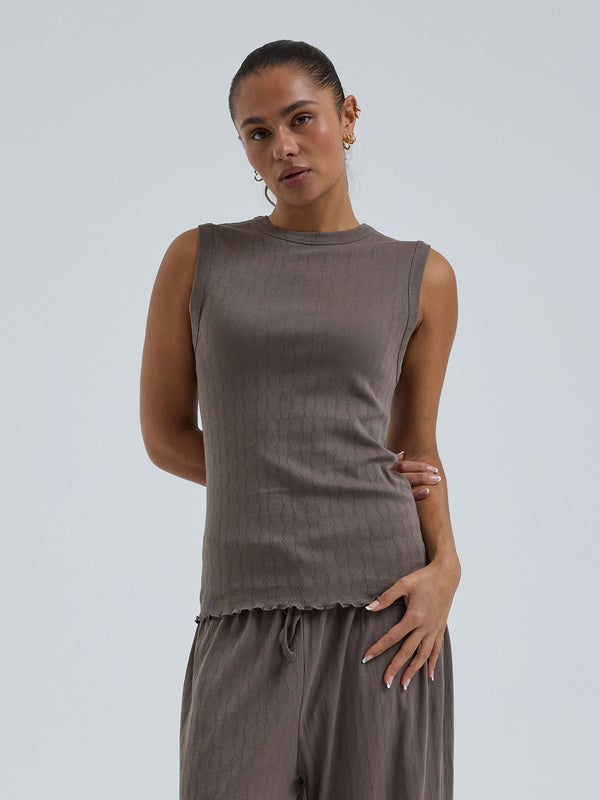 Seamless Basic Jacquard Crush | Cotton Tank Top Fungi