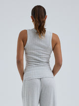 Seamless Basic Jacquard Crush | Cotton Tank Top Lt grey melange