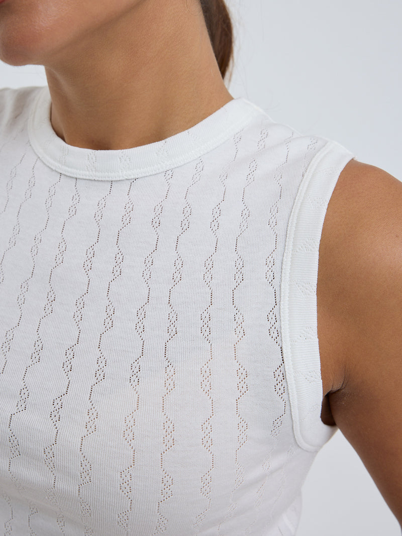 Seamless Basic Jacquard Crush | Cotton Tank Top Off-White