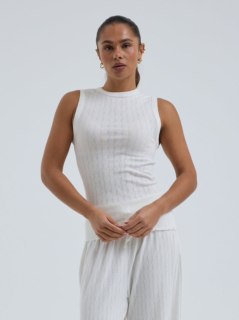 Seamless Basic Jacquard Crush | Cotton Tank Top Off-White