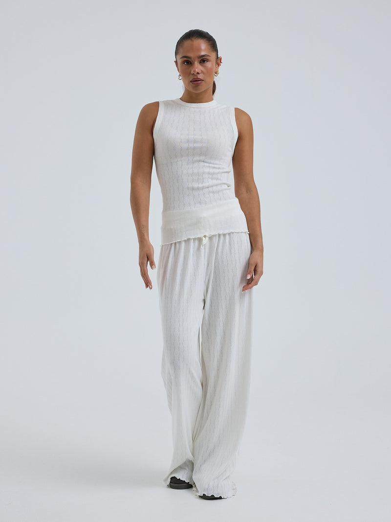 Seamless Basic Jacquard Crush | Cotton Tank Top Off-White