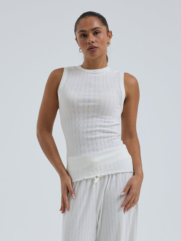 Seamless Basic Jacquard Crush | Cotton Tank Top Off-White