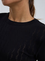 Seamless Basic Jacquard Fiore | Cotton L/S T-Shirt Black