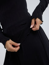 Seamless Basic Jacquard Fiore | Cotton L/S T-Shirt Black