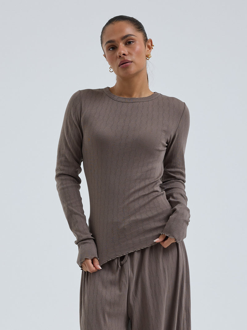 Seamless Basic Jacquard Fiore | Cotton L/S T-Shirt Fungi