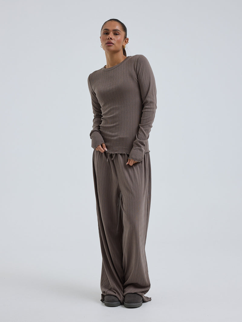 Seamless Basic Jacquard Fiore | Cotton L/S T-Shirt Fungi