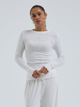 Seamless Basic Jacquard Fiore | Cotton L/S T-Shirt Off-White